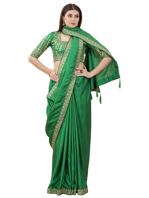 women solid with bordered saree with blouse - 21234973 - Very Small Image - 1