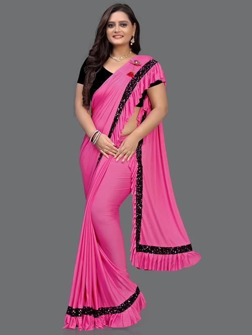 women solid ruffle saree - 21235143 - Very Small Image - 1