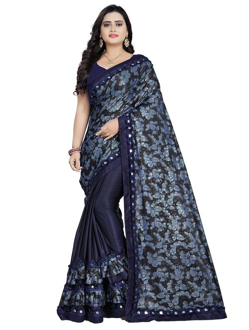 women floral printed ruffle saree with blouse - 21235151 - Very Small Image - 1