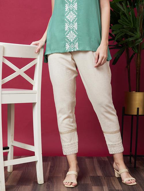 off white cotton cigarette pant - 21237726 - Very Small Image - 1