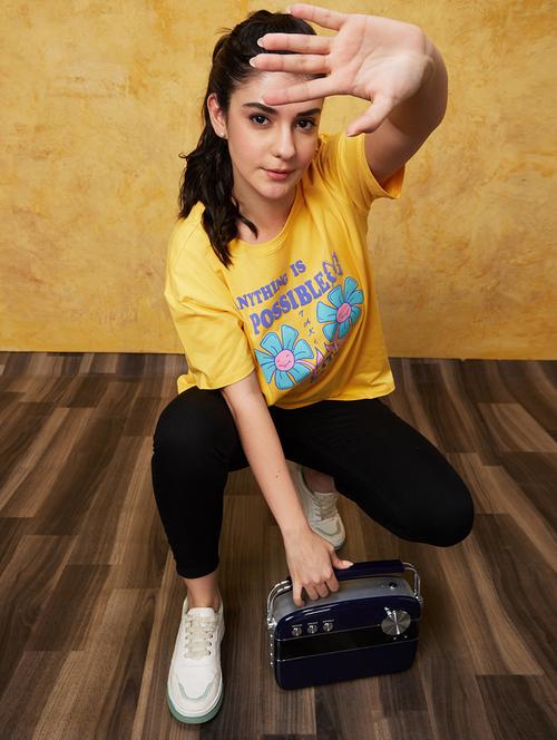women round neck front printed t-shirt - 21237773 - Very Small Image - 1