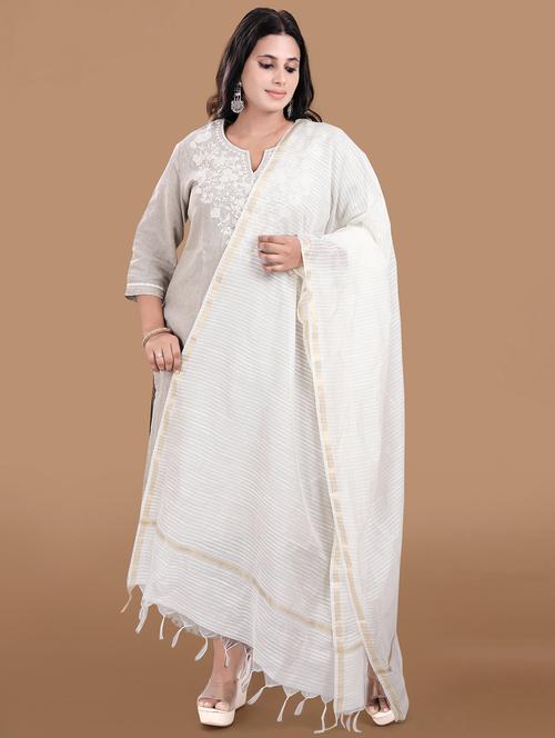 women white stripes print dupatta - 21238686 - Very Small Image - 1