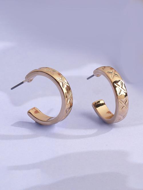 gold alloy hoop earrings - 21239491 - Very Small Image - 1