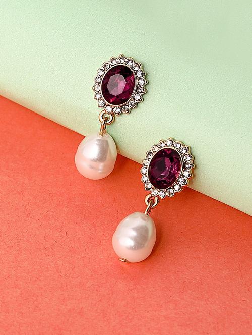 gold alloy drop earrings - 21239695 - Very Small Image - 1