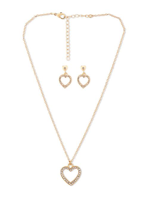 gold metal necklace and earring combo - 21239836 - Very Small Image - 1