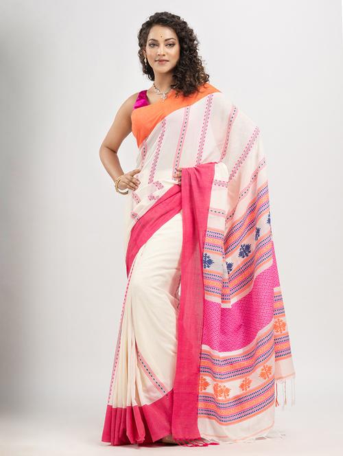 self design handloom saree with blouse - 21240405 - Very Small Image - 1