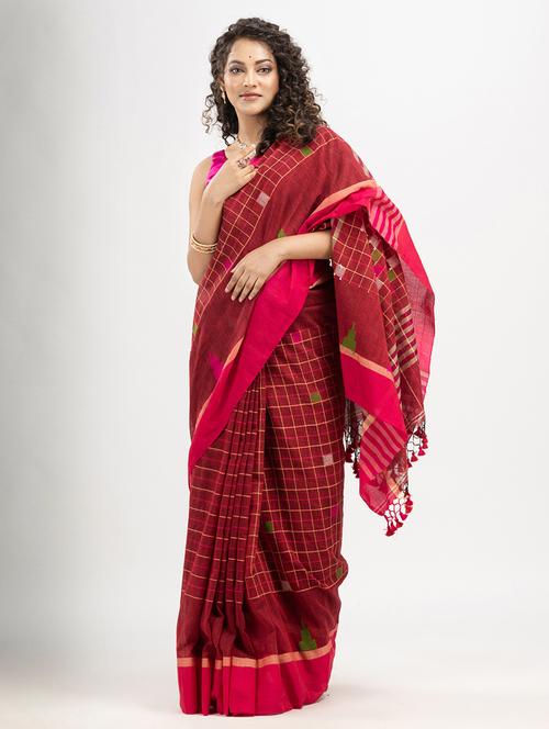 red art silk handloom saree - 21240415 - Very Small Image - 1