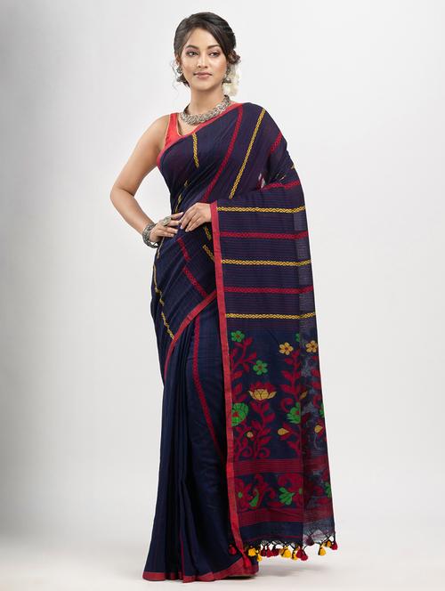 women self design jamdani saree with blouse - 21240436 - Very Small Image - 1