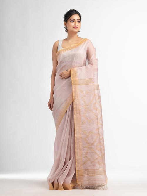 beige cotton jamdani saree with blouse - 21240785 - Very Small Image - 1