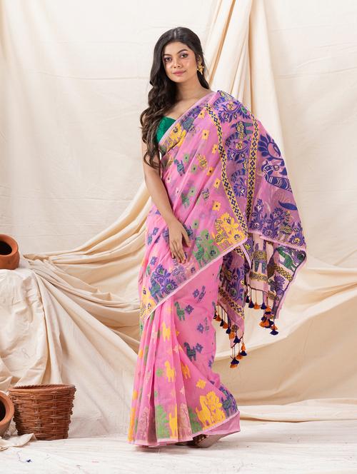 women self design jamdani saree - 21241104 - Very Small Image - 1
