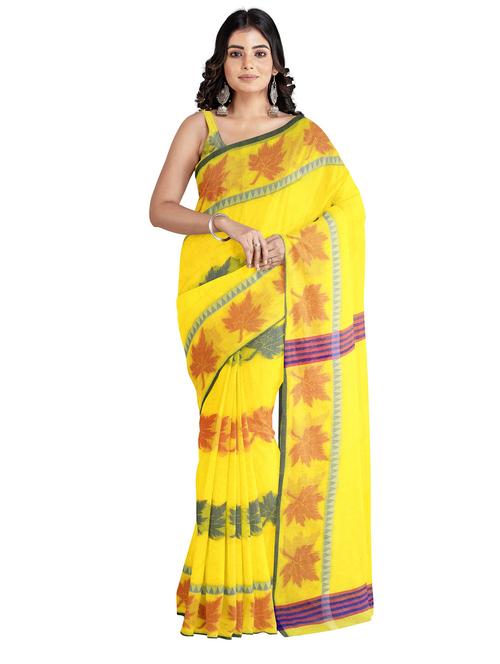yellow printed cotton saree with blouse - 21241521 - Very Small Image - 1
