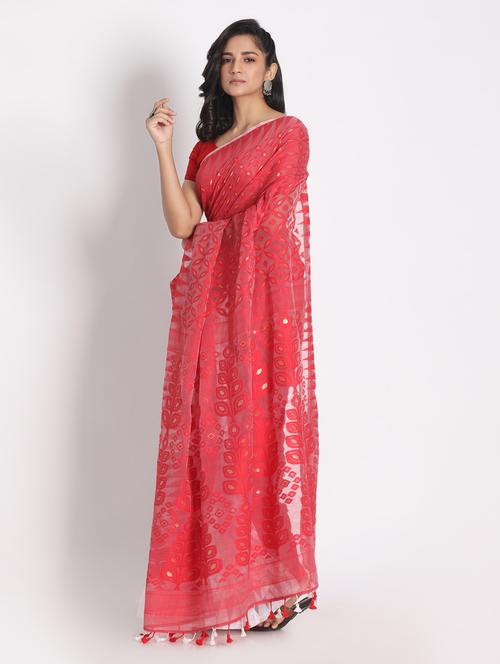 pink jamdani saree - 21241572 - Very Small Image - 1