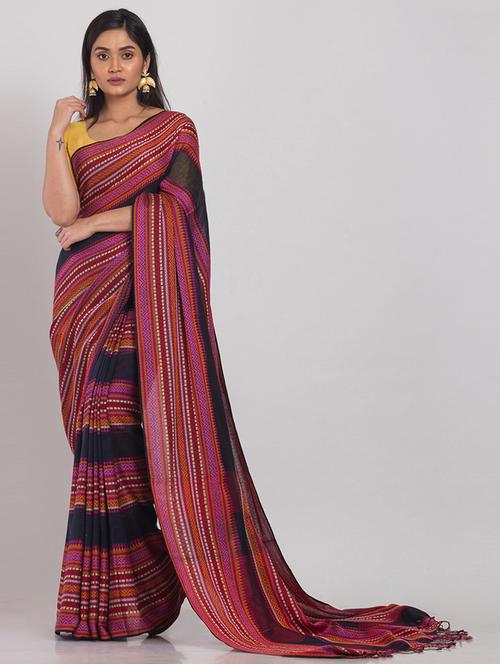 multi colored cotton handloom saree with blouse - 21241759 - Very Small Image - 1