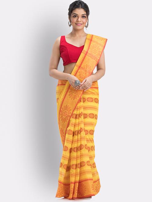 yellow cotton handloom saree - 21241929 - Very Small Image - 1