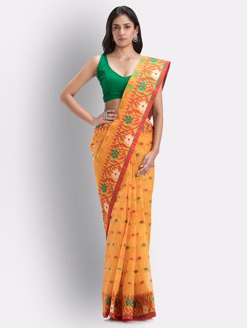 yellow cotton handloom saree with blouse - 21241958 - Very Small Image - 1