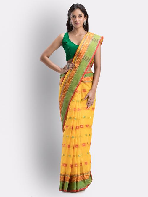yellow cotton handloom saree - 21241959 - Very Small Image - 1