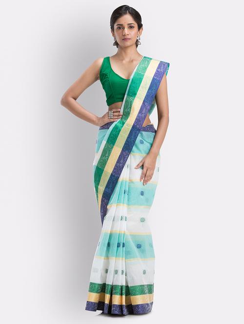 blue cotton handloom saree - 21241963 - Very Small Image - 1