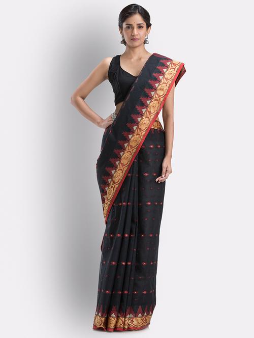 black cotton handloom saree - 21241980 - Very Small Image - 1