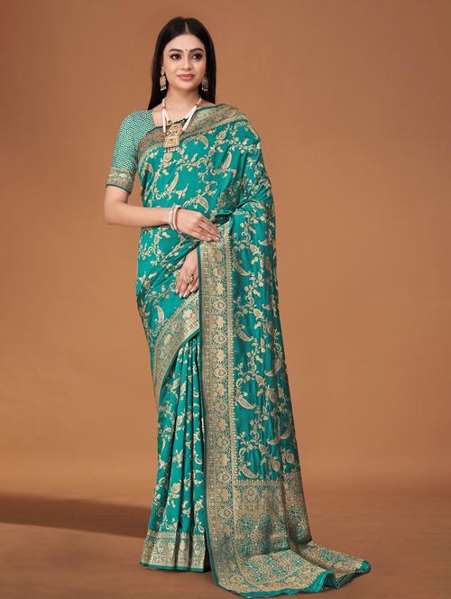 sea green banarasi saree - 21242277 - Very Small Image - 1