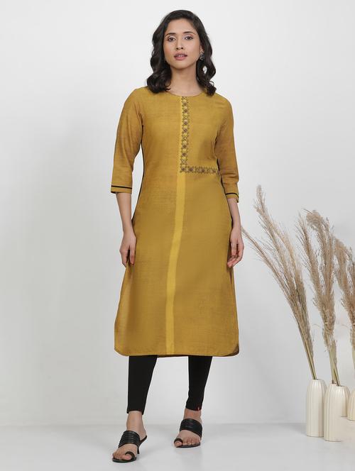 mustard kurta & legging set - 21242479 - Very Small Image - 1