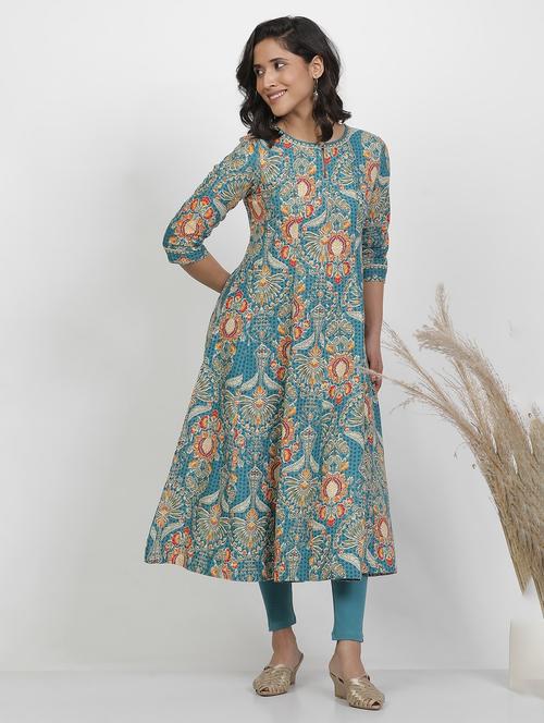 women three quarter sleeve anarkali kurta - 21242606 - Very Small Image - 1