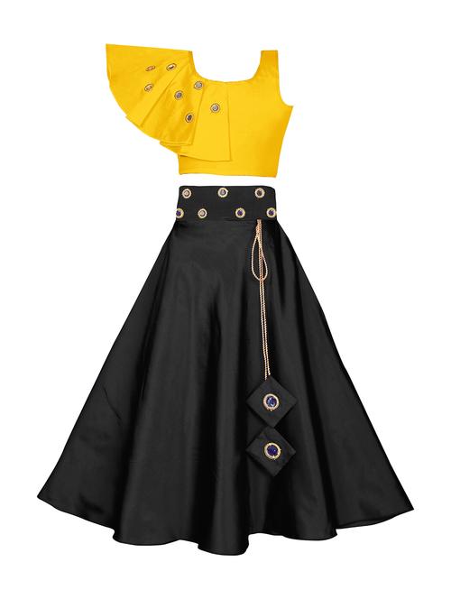 girls round neck mirror work lehenga choli - 21243564 - Very Small Image - 1