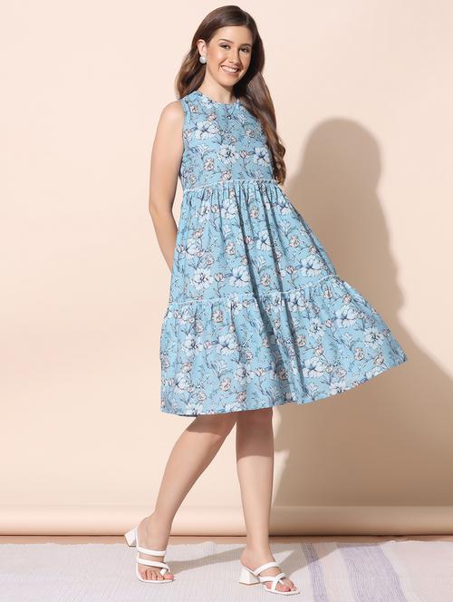 blue polyester tiered dress - 21243851 - Very Small Image - 1