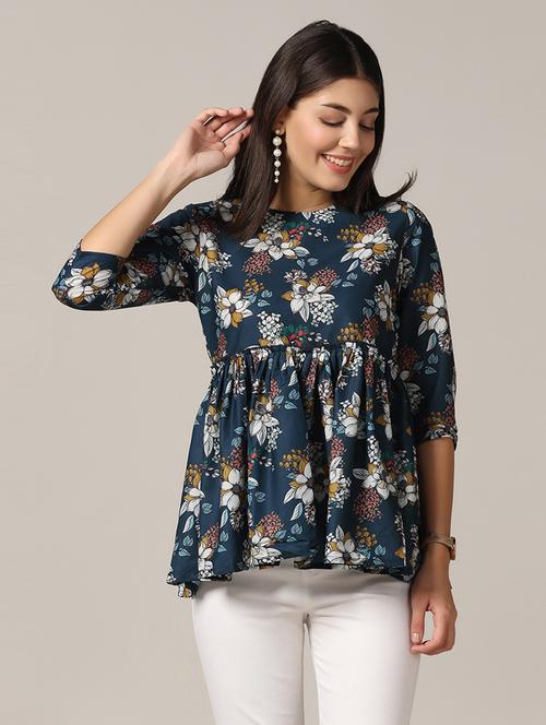 teal polyester peplum top - 21244128 - Very Small Image - 1