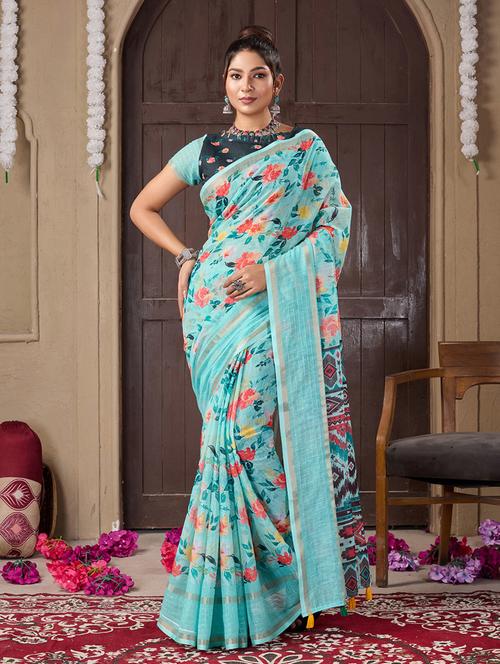 women printed saree with blouse - 21244479 - Very Small Image - 1