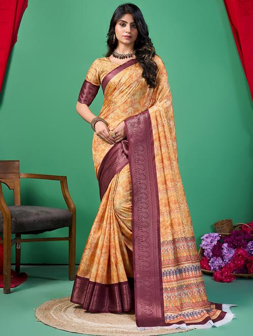 women printed saree with blouse - 21244559 - Very Small Image - 1