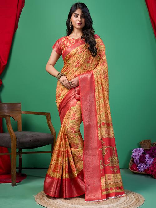 women printed saree with blouse - 21244567 - Very Small Image - 1