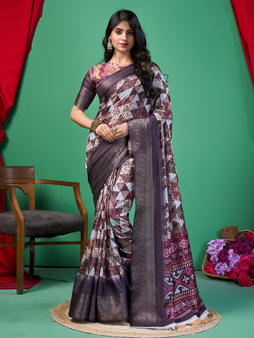 women printed saree with blouse - 21244569 - Very Small Image - 1