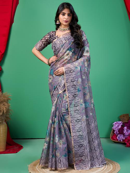 women printed saree with blouse - 21244597 - Very Small Image - 1