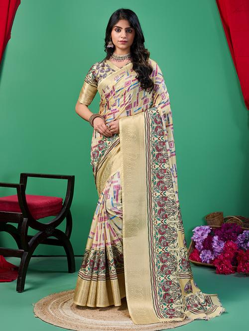 women printed saree with blouse - 21244601 - Very Small Image - 1