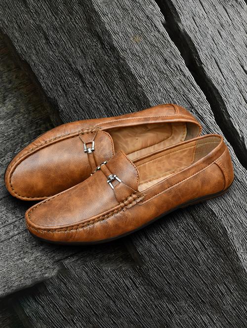 tan leatherette slip on loafers - 21244854 - Very Small Image - 1