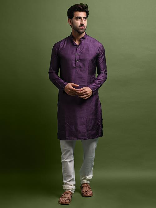 men mandarin neck rayon long kurta - 21245100 - Very Small Image - 1