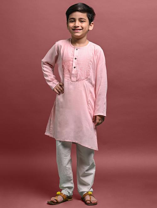 boys solid round neck kurta - 21245163 - Very Small Image - 1