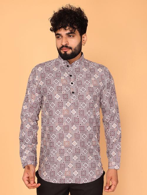 men printed long sleeve kurta - 21245347 - Very Small Image - 1