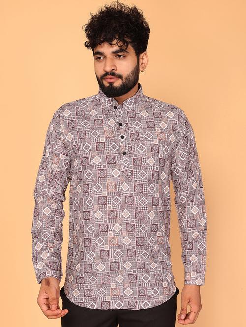 men mandarin neck solid short kurta - 21245358 - Very Small Image - 1