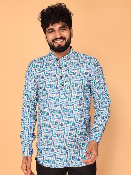 men mandarin neck solid short kurta - 21245359 - Very Small Image - 1