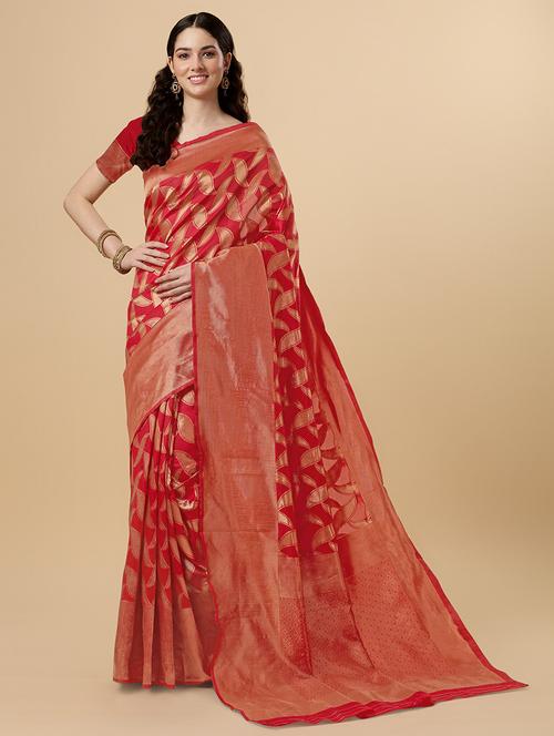 women self design banarasi saree with blouse - 21245695 - Very Small Image - 1