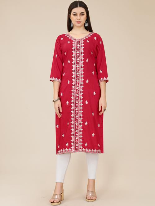 women three quarter sleeve straight kurta - 21246565 - Very Small Image - 1