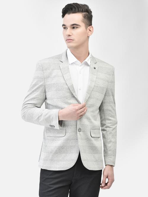 men long sleeved checkered single breasted casual blazer - 21247435 - Very Small Image - 1