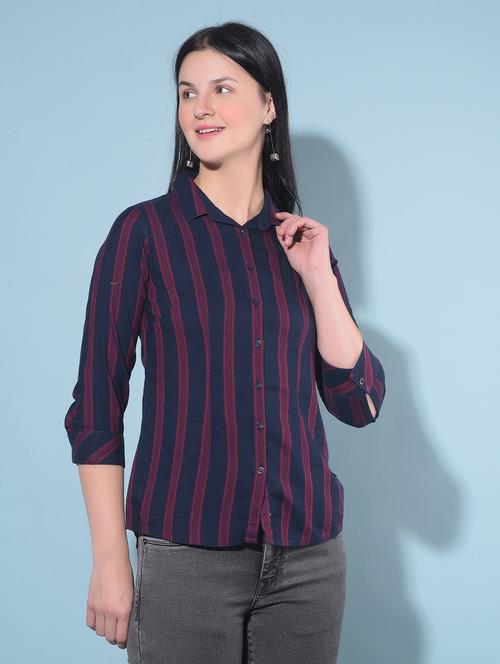 navy blue cotton blend regular shirt - 21248110 - Very Small Image - 1