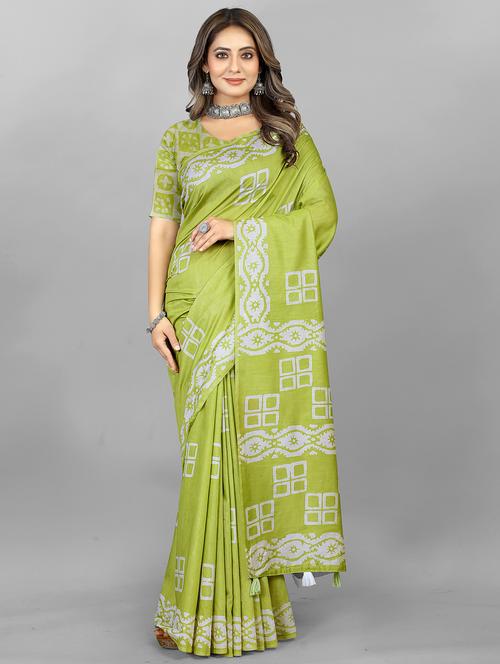 light green chanderi ready to wear saree with blouse - 21249607 - Very Small Image - 1