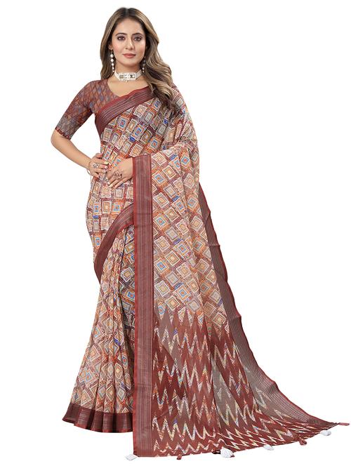 multi colored cotton blend ready to wear saree - 21249608 - Very Small Image - 1