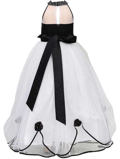 black & white satin full length frock - 21250016 - Very Small Image - 1