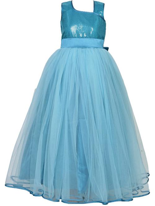light blue satin full length frock - 21250245 - Very Small Image - 1