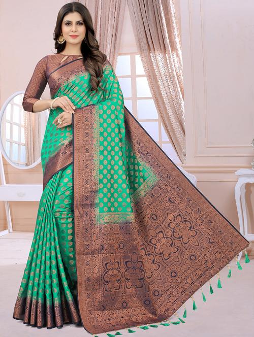 women zari work banarasi saree with blouse - 21250269 - Very Small Image - 1