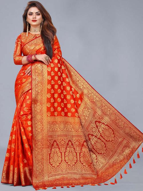 women zari work banarasi saree with blouse - 21250322 - Very Small Image - 1